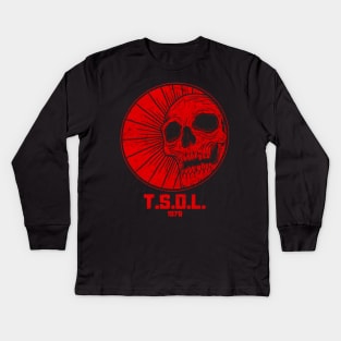 skull red TSOL vintage Kids Long Sleeve T-Shirt